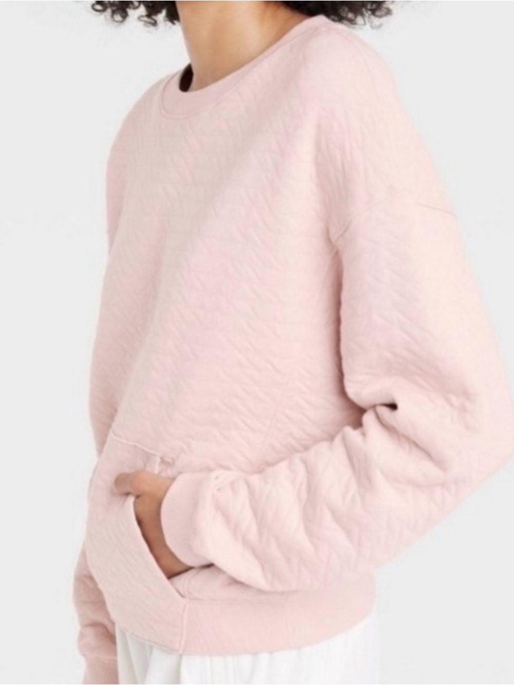 all in motion Quilted Crewneck - Pale Pink